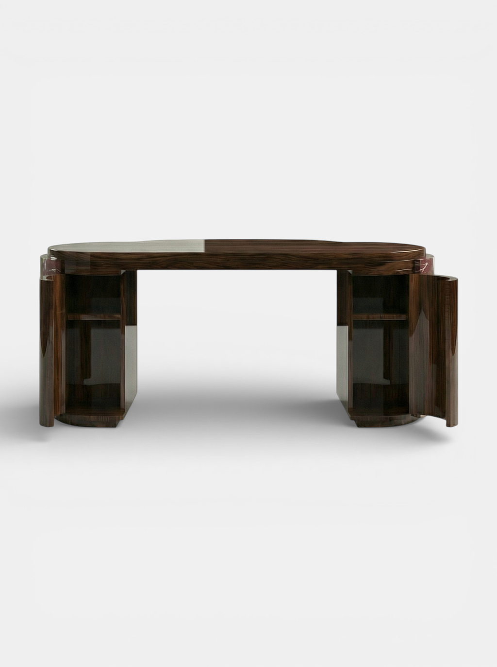 MARBERA Moka Rosso Levanto and wood desk - alternative angle Italian luxury marble furniture