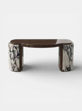 MARBERA Moka luxury desk in Calacatta Viola marble and wood - Italian crafted office furniture