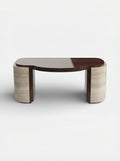 MARBERA Moka luxury desk in ivory onyx marble and wood - Italian crafted office furniture design
