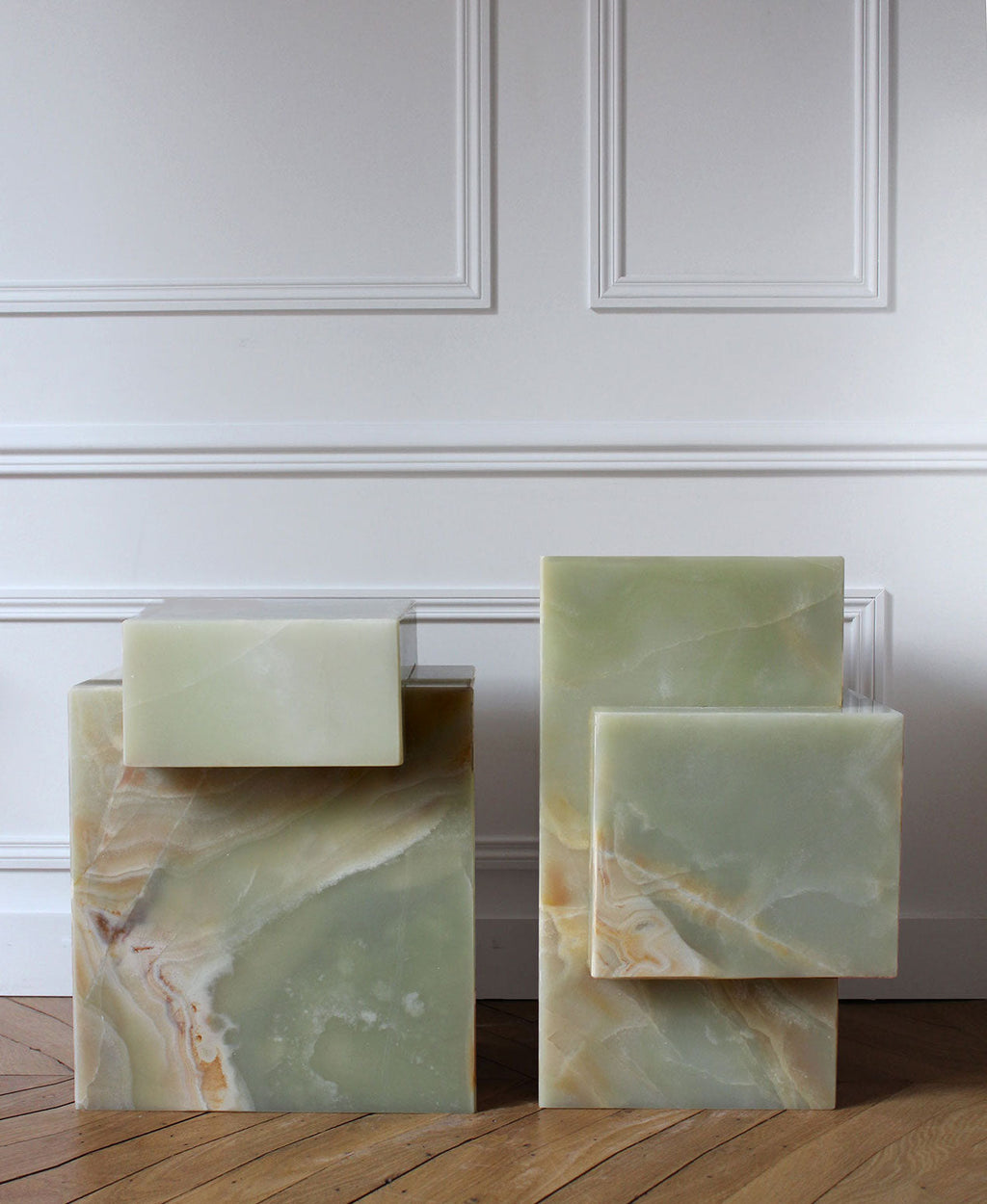 Green onyx marble table in stylish home setting demonstrating versatile luxury furniture placement