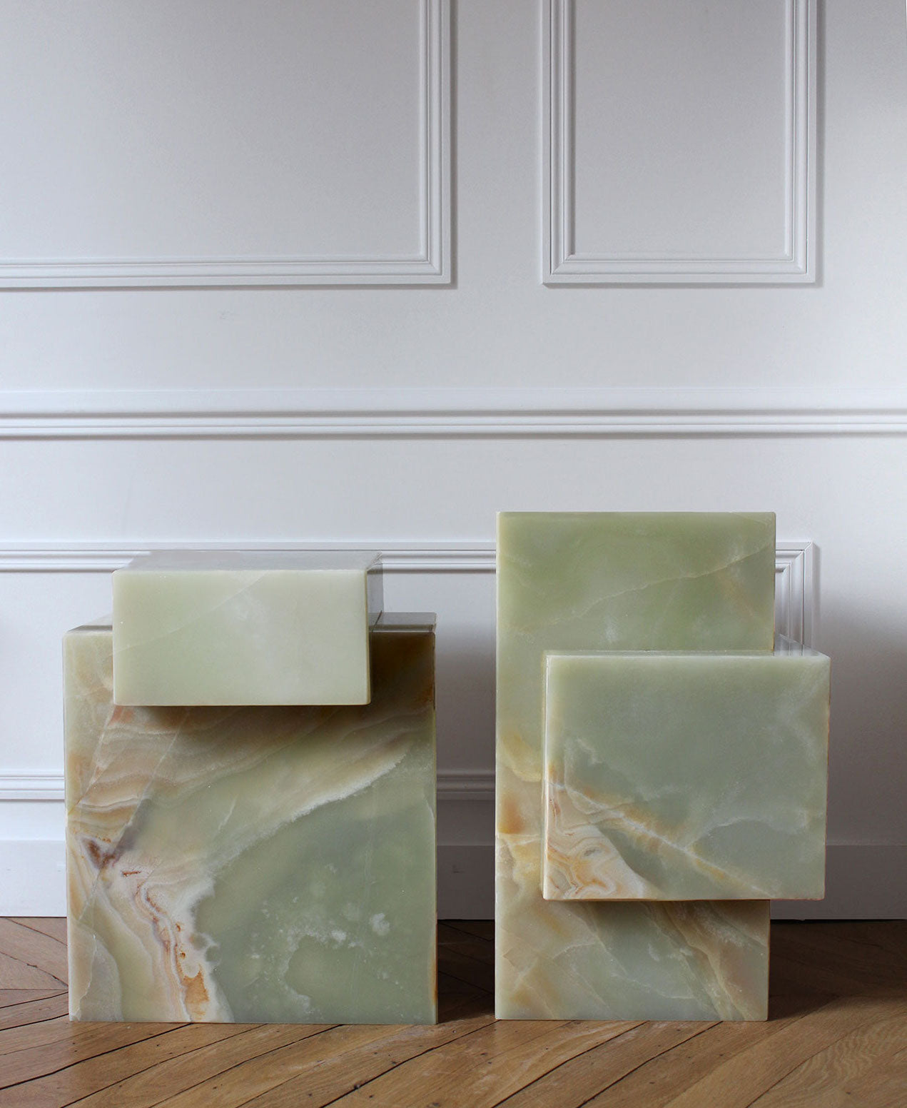 Green onyx marble table in stylish home setting demonstrating versatile luxury furniture placement