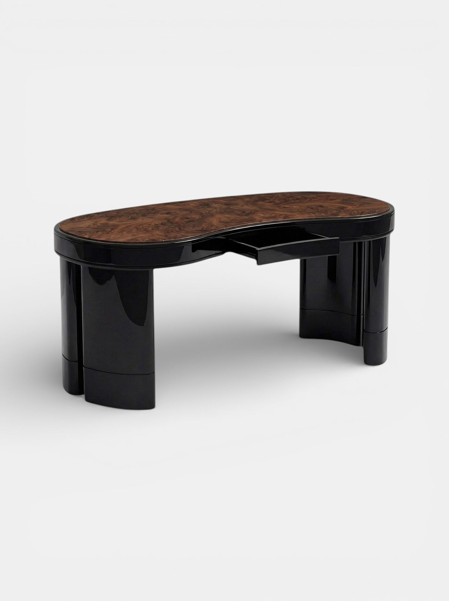 MARBERA Nicola Italian black marble and burl wood desk - luxury office furniture premium design