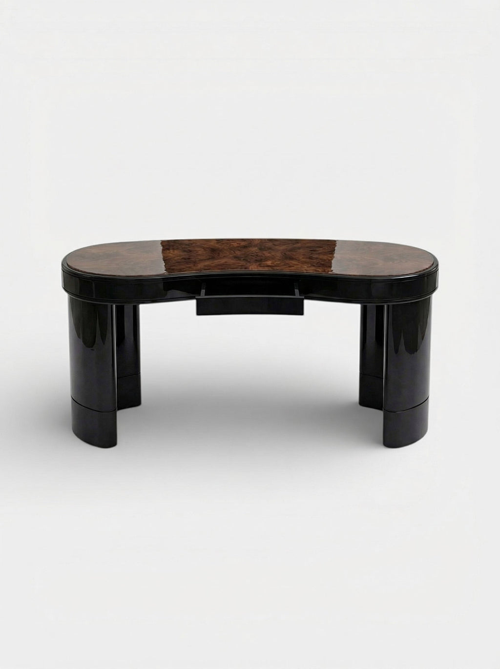 MARBERA Nicola desk black marble with burl wood - Italian luxury workspace furniture craftsmanship