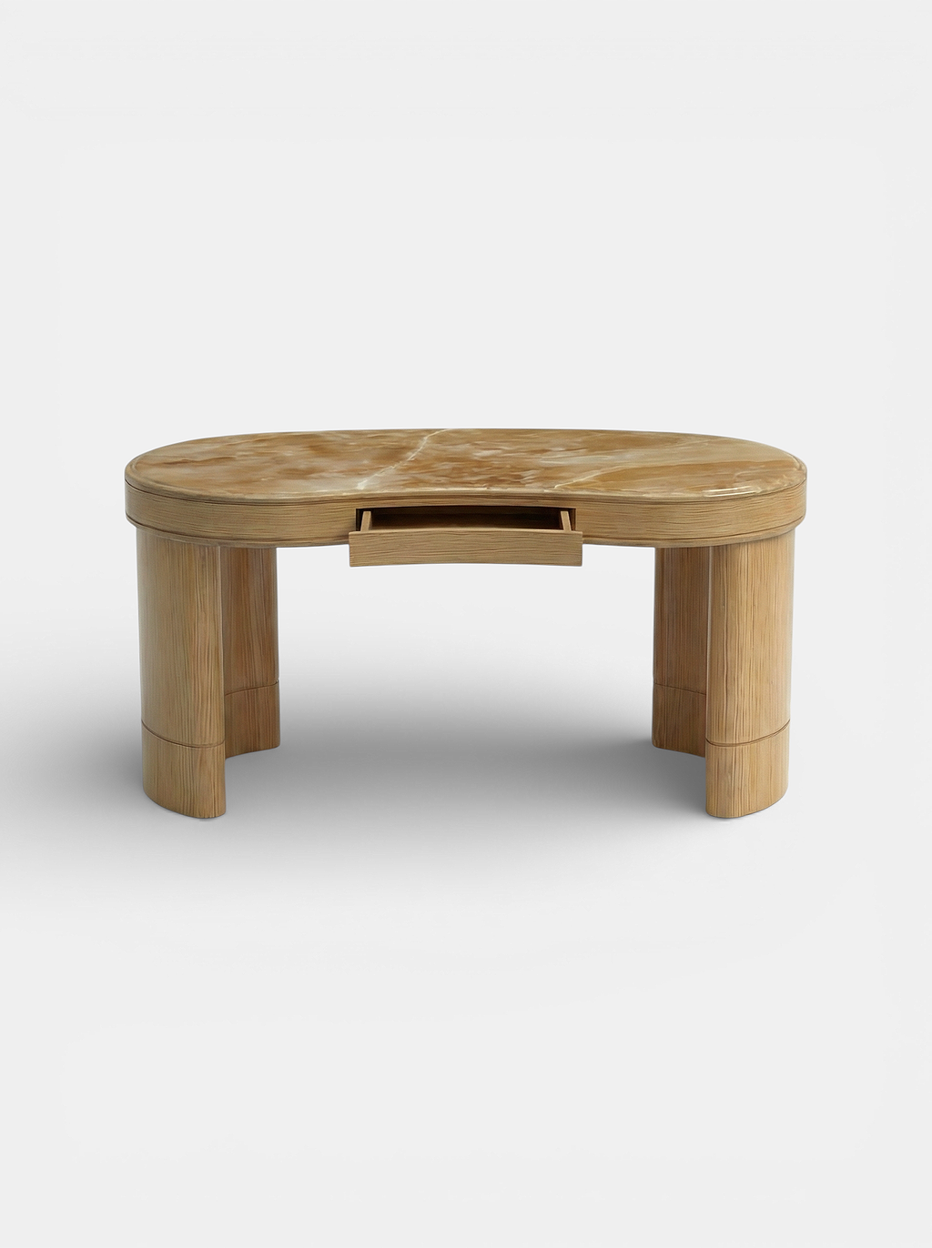 Premium Nicola workspace furniture oak and Honey Onyx - three-quarter angle view