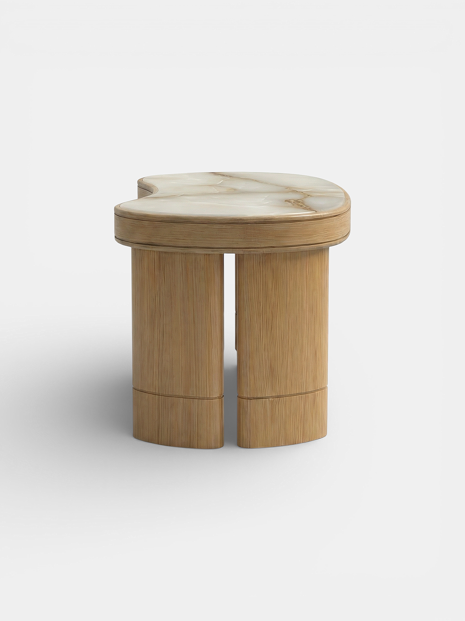 Luxury Nicola desk with Shell Onyx marble surface - detailed view of Italian stone craftsmanship