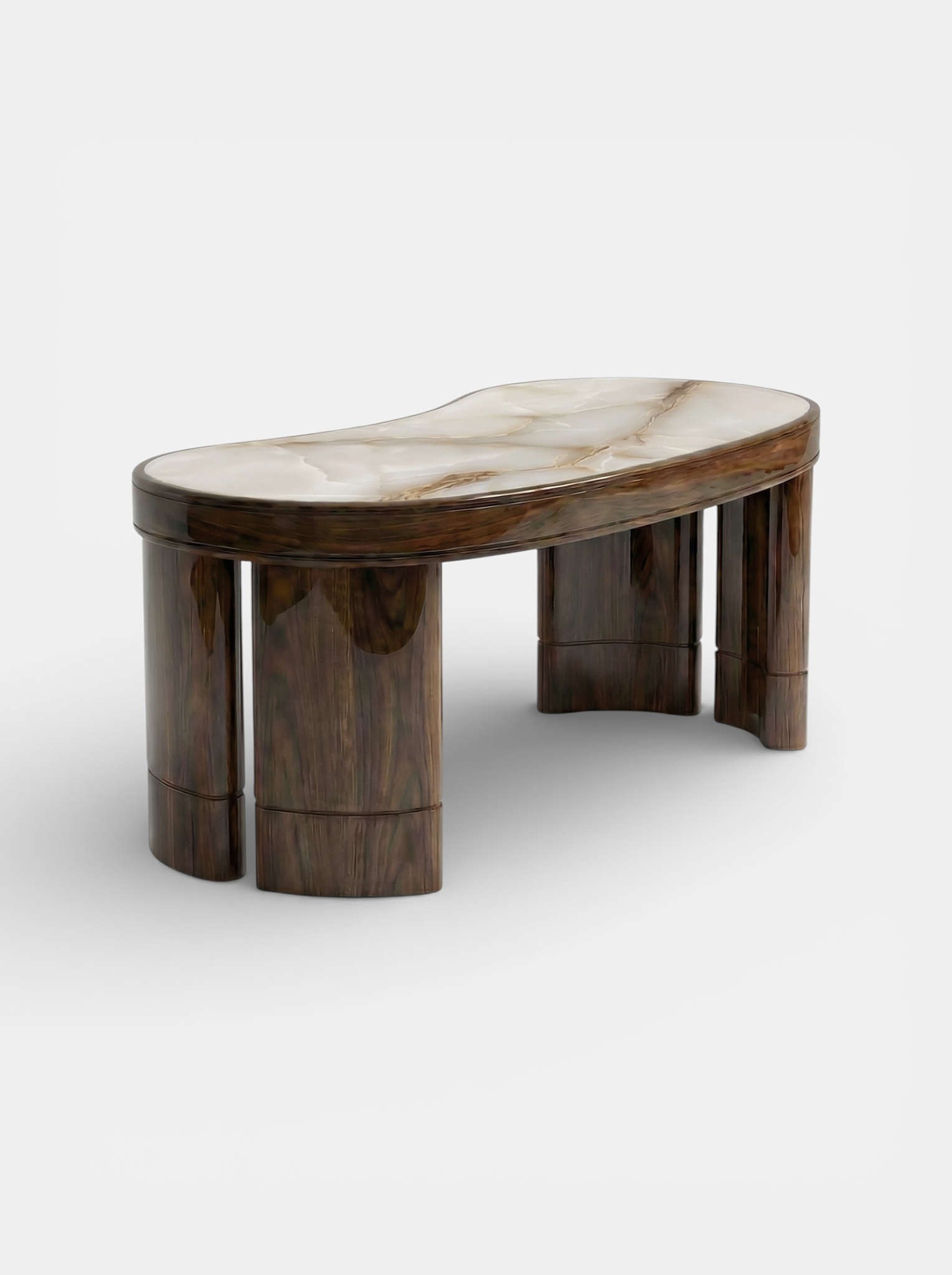 Luxury Nicola desk with Shell Onyx marble surface - detailed view of Italian craftsmanship