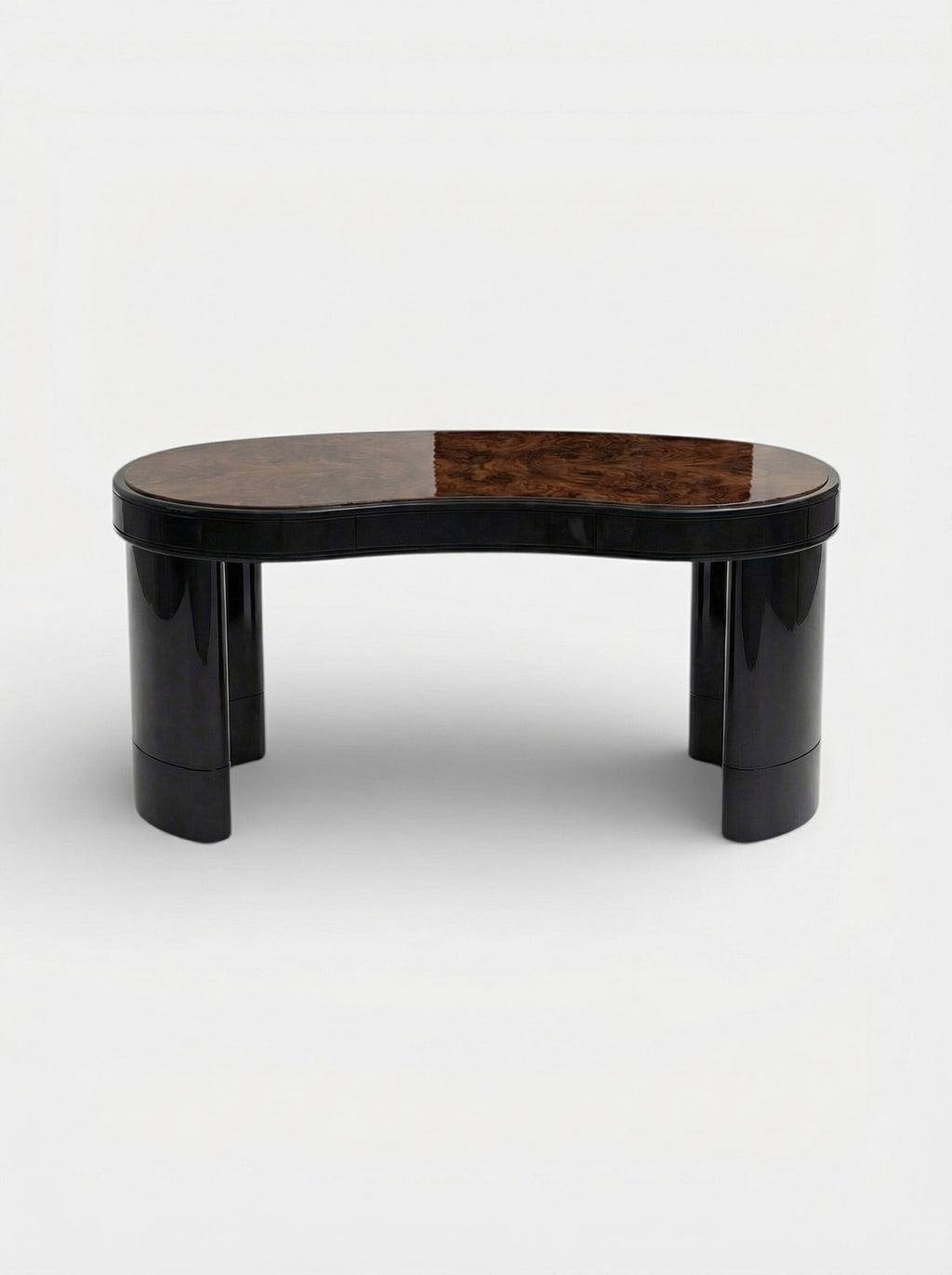 MARBERA Nicola luxury desk burl wood and black marble - Italian crafted office furniture detail