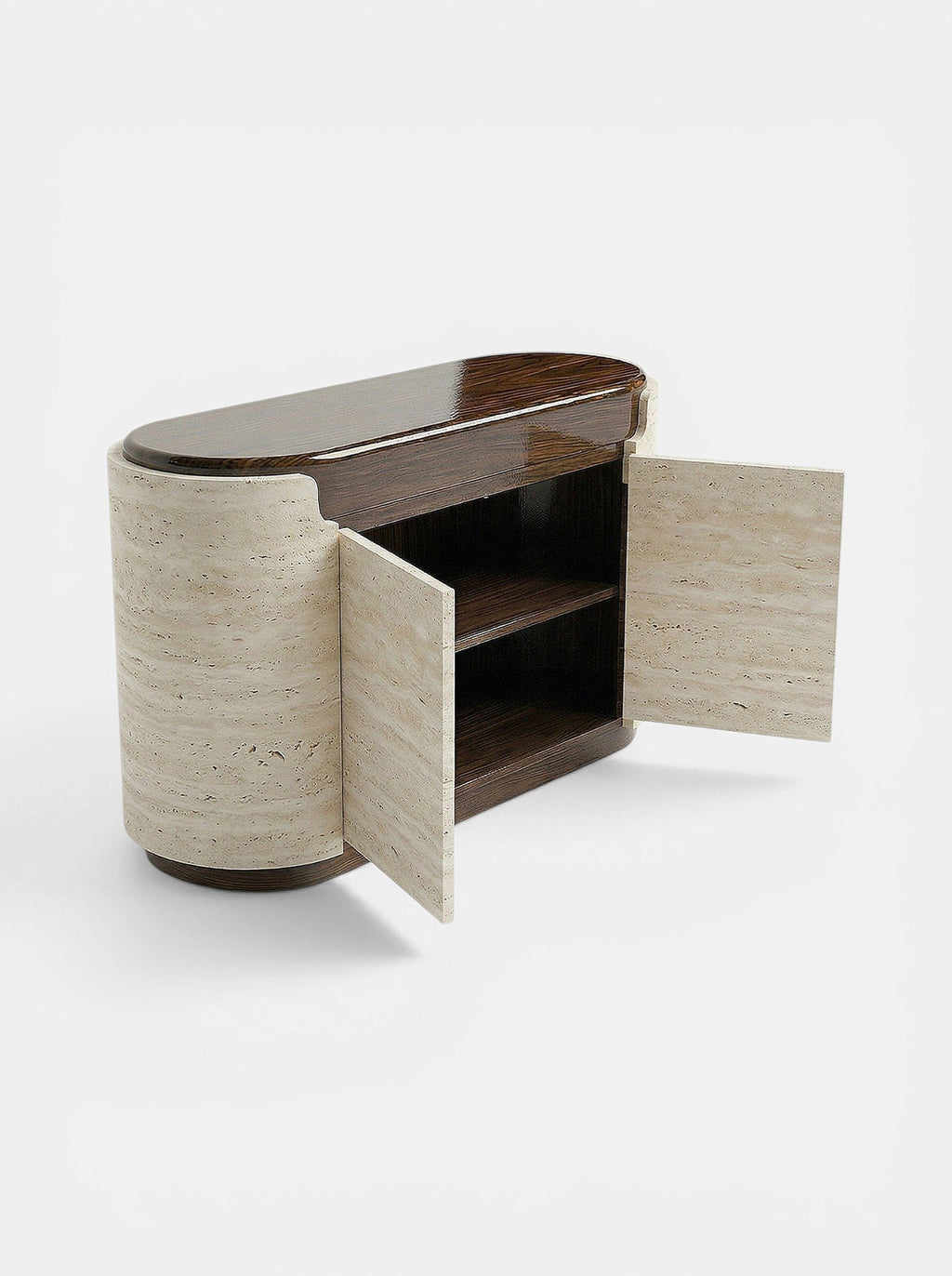 Nori Storage Wood And Travertine