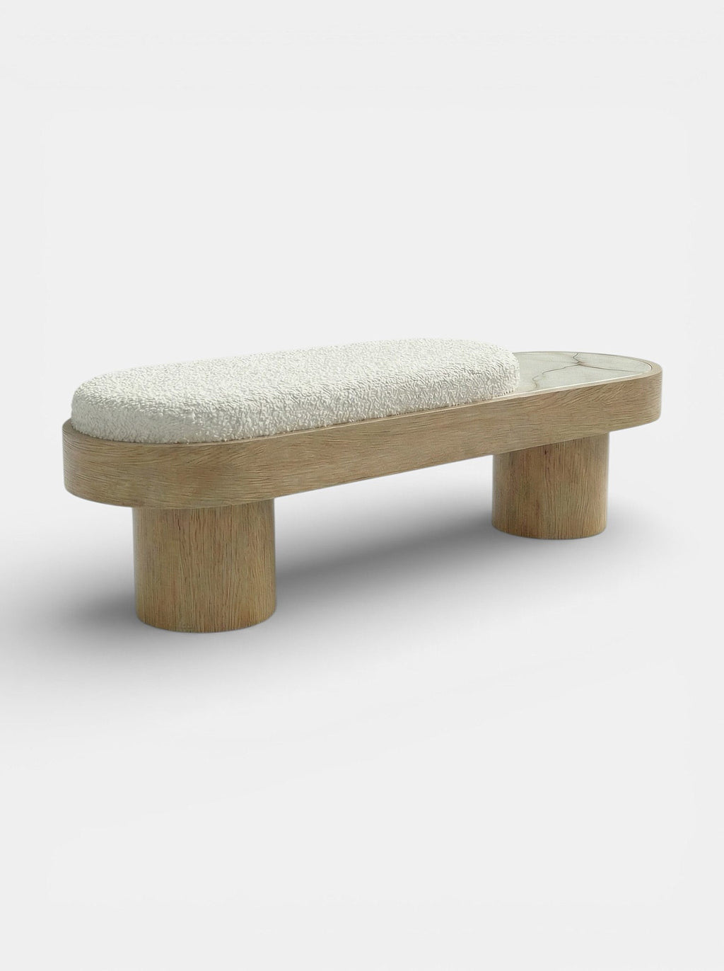 Alternative view of Noto oak and shell onyx bench, Italian luxury marble furniture craftsmanship