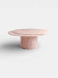Luxury pink onyx Nuga coffee table - handcrafted Italian marble furniture left angle view