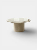Nuga Solo coffee table with travertine and white onyx, Italian luxury marble furniture design