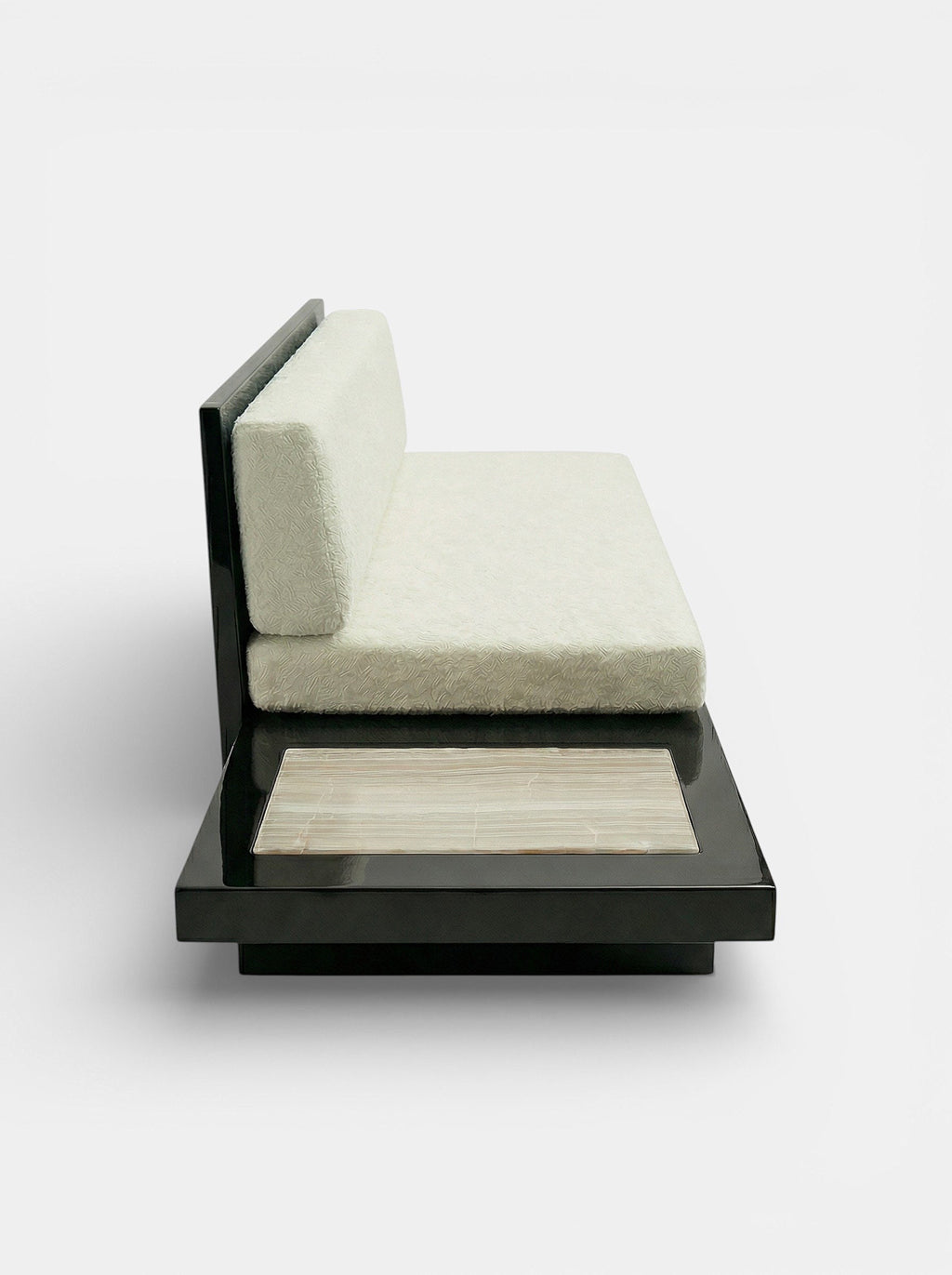 Sophisticated Phoebe bench black ivory onyx stone - luxury Italian marble furniture alternate angle