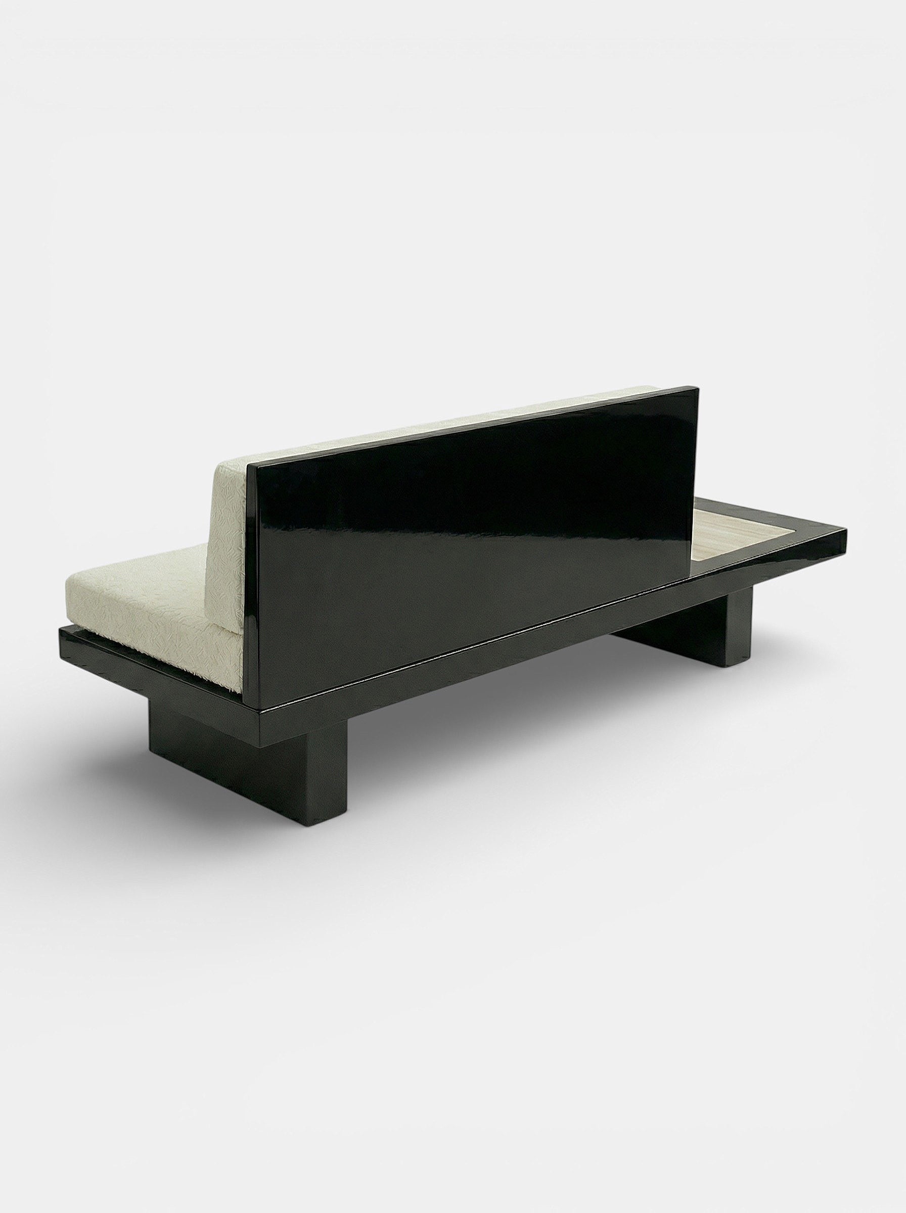 Designer Phoebe onyx bench black ivory marble - premium Italian crafted seating profile view
