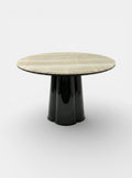 Luxury Poli dining table with black lacquered base and ivory onyx marble top - Italian craftsmanship