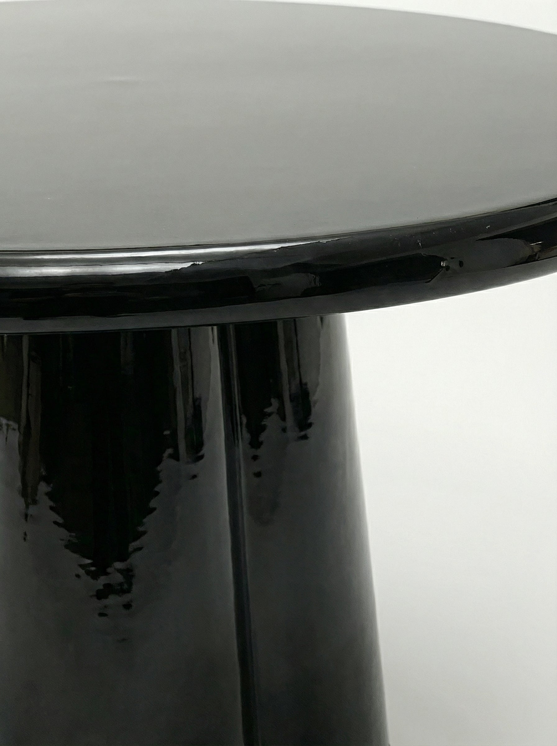 Elegant Poli black lacquered marble - handcrafted Italian furniture surface detail close-up view