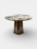 Poli Glossy Wood And Calacatta Viola Dinning Table