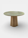 Luxury Poli dining table with green onyx marble top and oak wood base - Italian crafted furniture