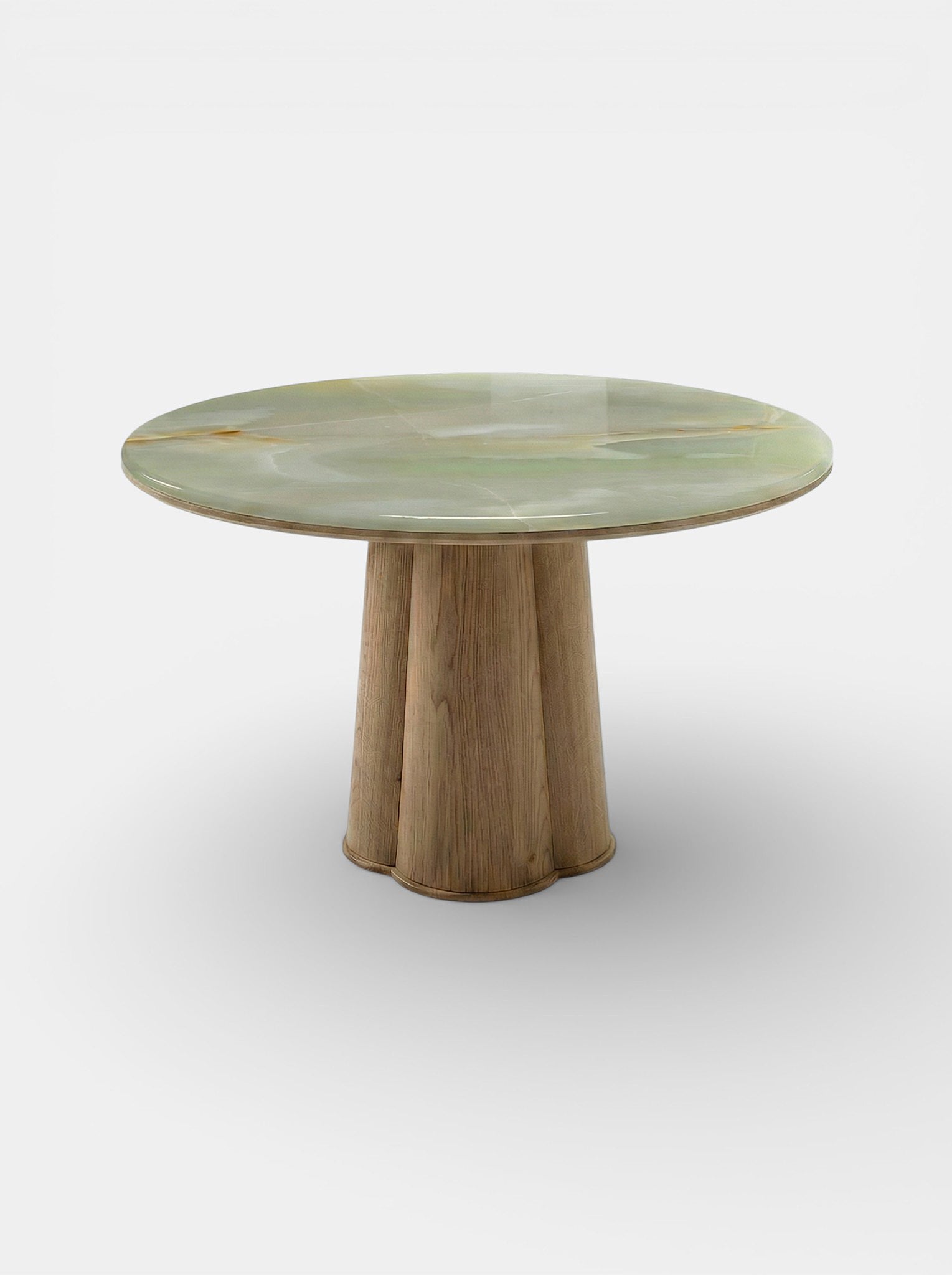 Luxury Poli dining table with green onyx marble top and oak wood base - Italian crafted furniture