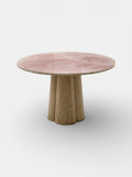 Luxurious Poli dining table with oak wood base and pink onyx marble top - exclusive Italian furniture