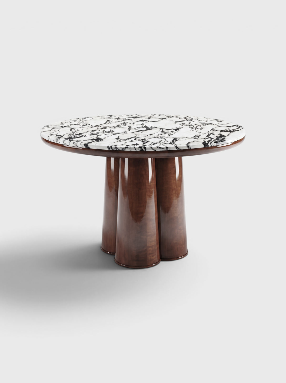 Poli Glossy Wood And Calacatta Viola Dining Table