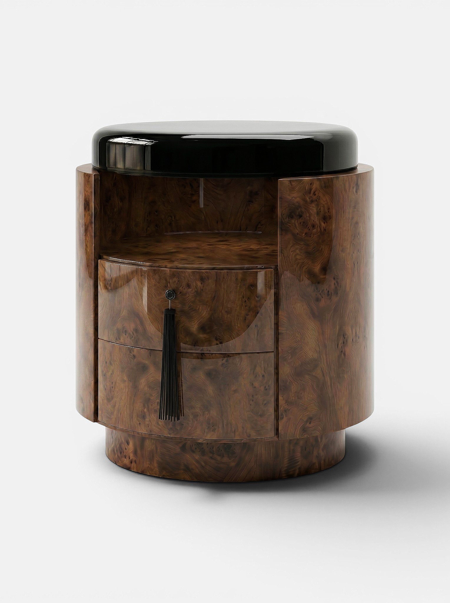 Pompon Dark Burl Wood And Black