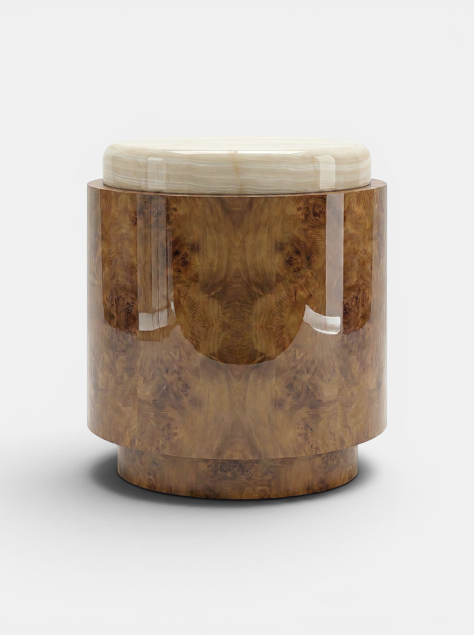 Pompon Burl Wood Honey Off-White And Ivory Onyx