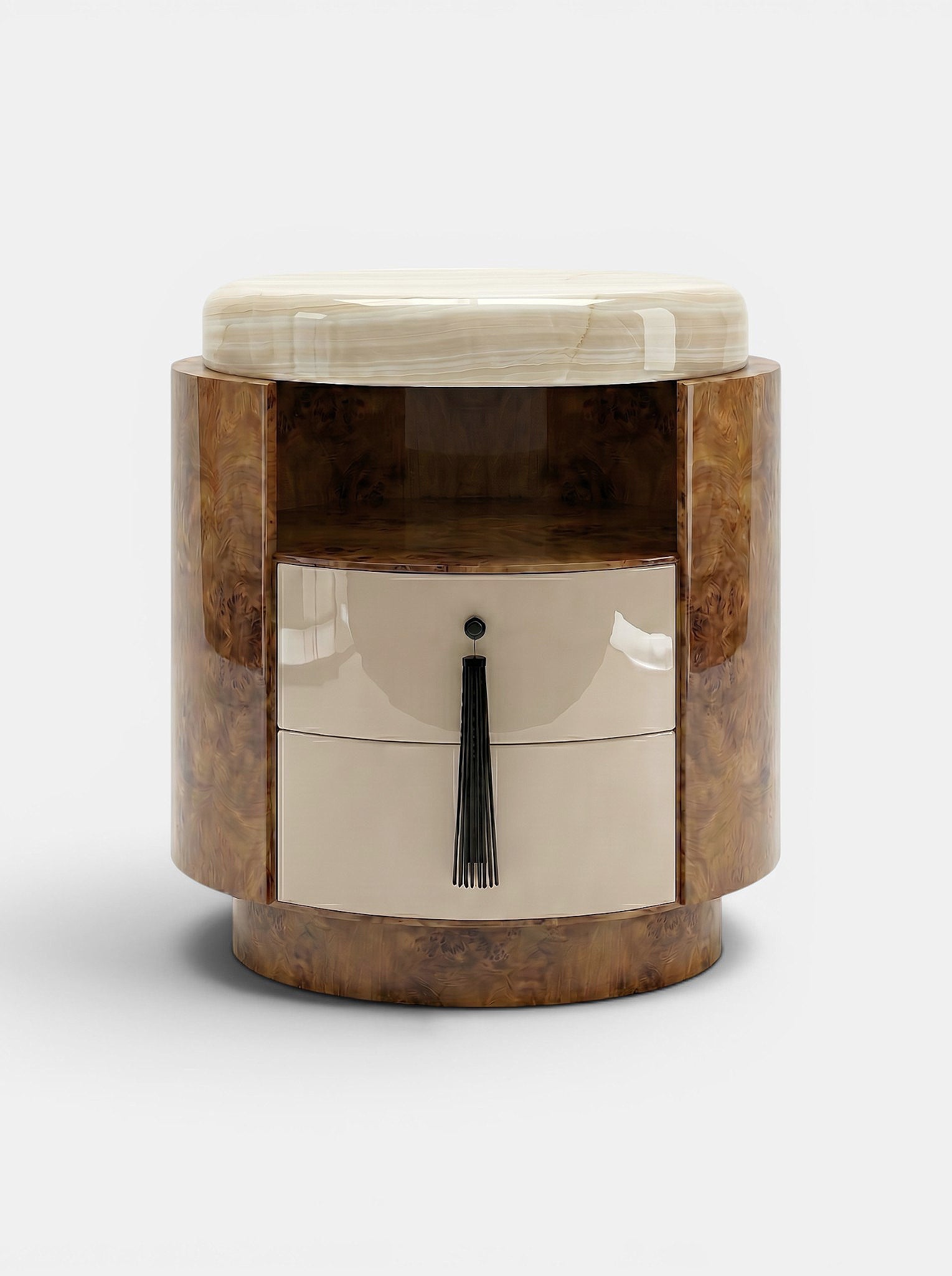 Pompon Burl Wood Honey Off-White And Ivory Onyx