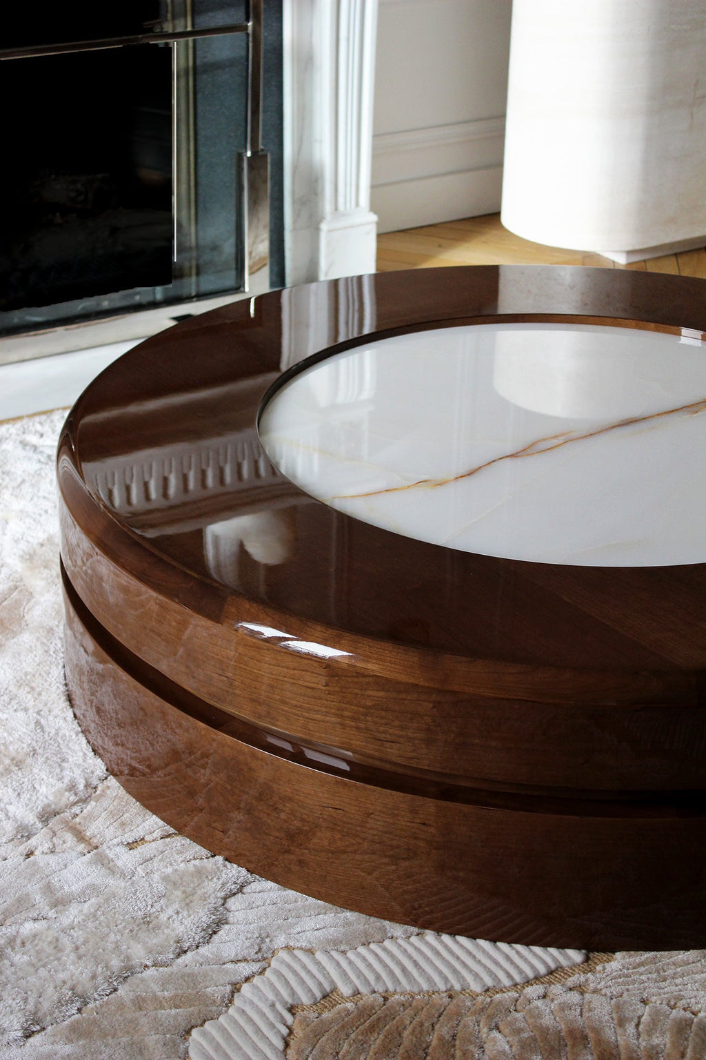 Detailed shot of fossilized Shell onyx marble with intricate natural patterns - MARBERA quality