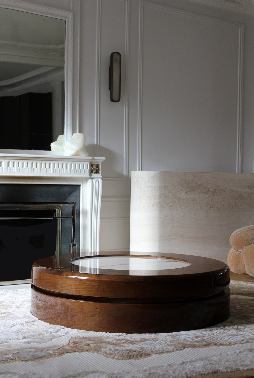 Artistic view of Shell onyx marble surface showing unique natural formations - luxury stone