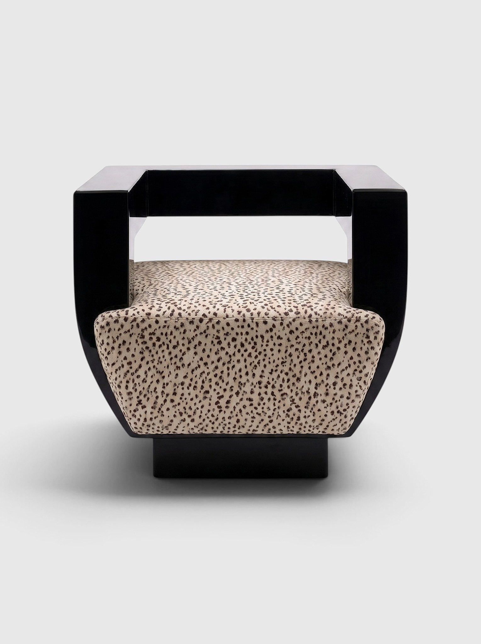 Sora Black Lacquered Wood And Animal Velvet Chair