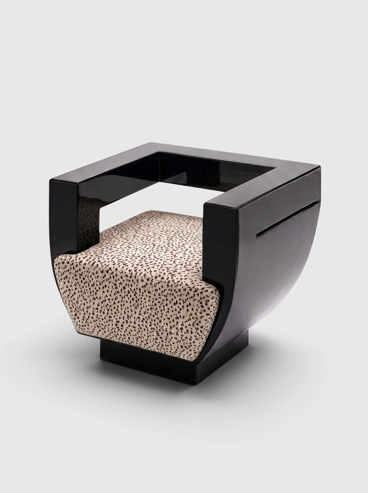 Sora Black Lacquered Wood And Animal Velvet Chair