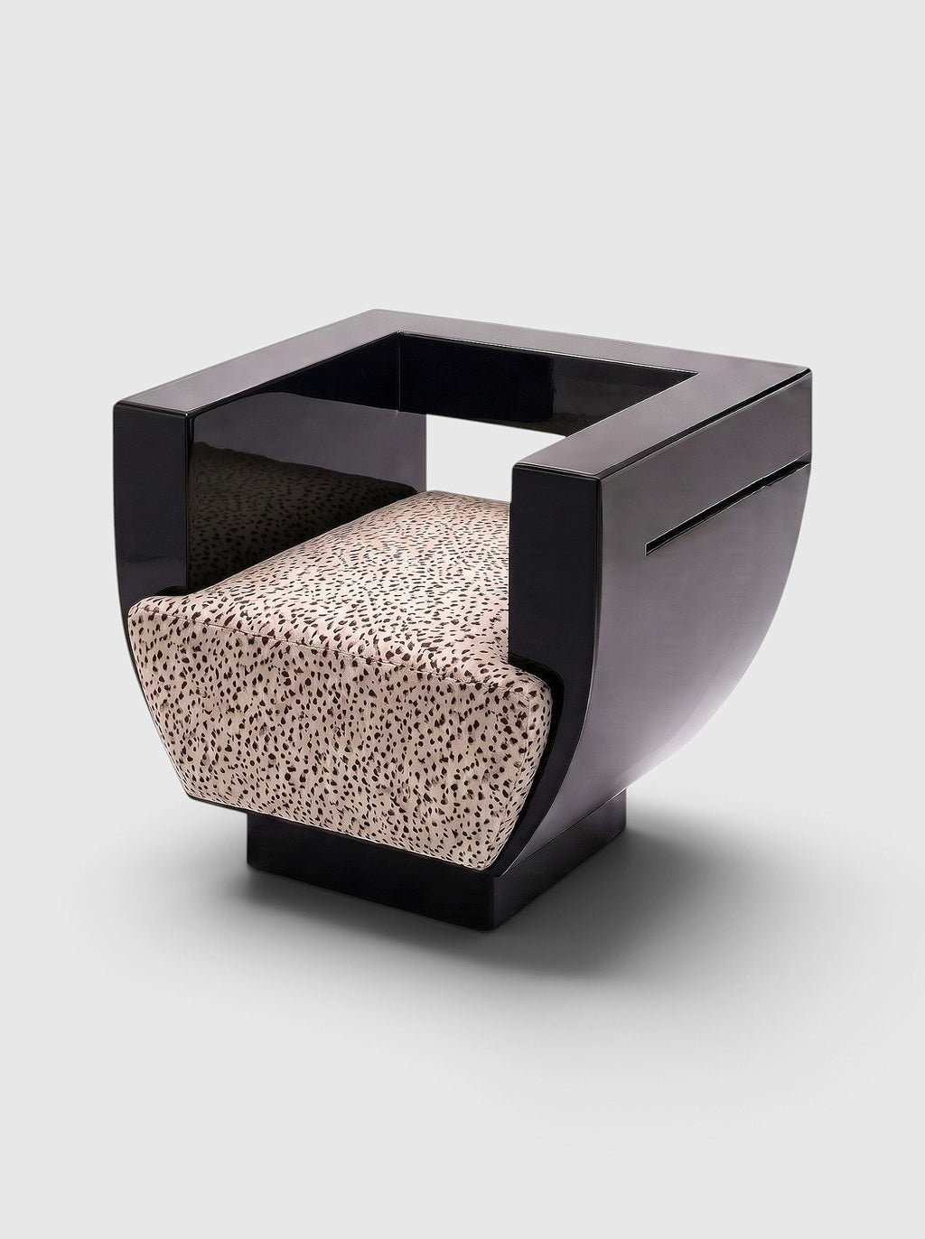 Sora Black Lacquered Wood And Animal Velvet Chair