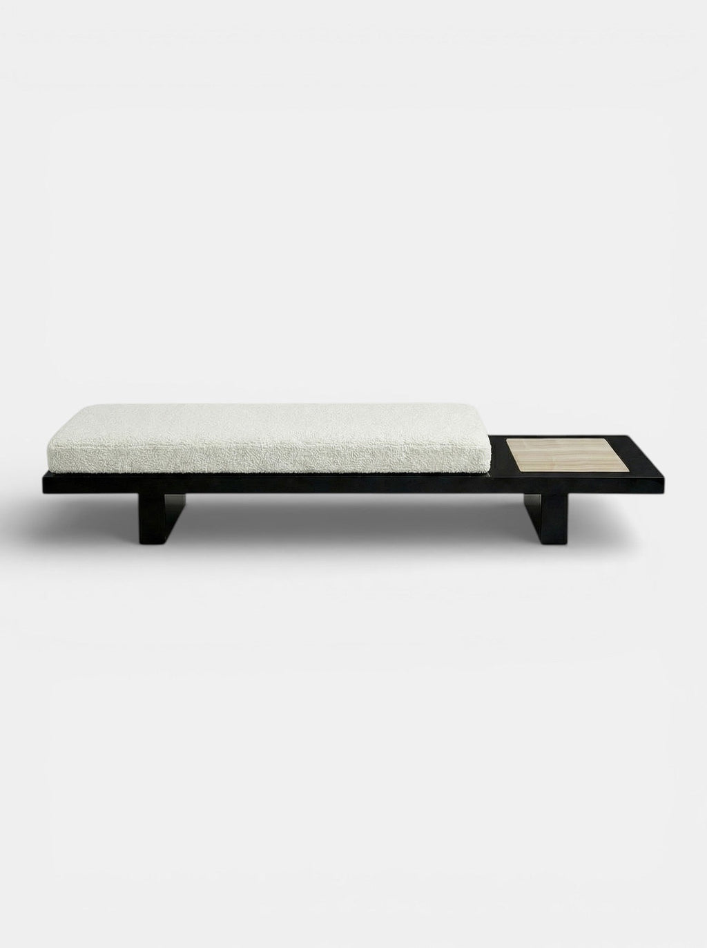 Luxury Sybille bench in black and ivory onyx marble with contrasting veins - Italian crafted statement piece