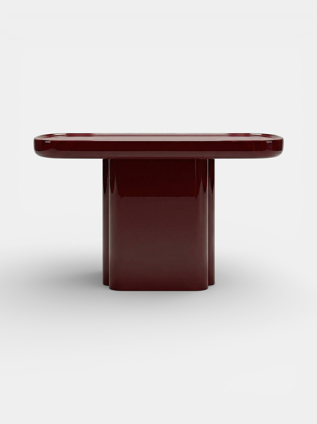 Ugo console in rich bordeaux lacquered wood - luxury Italian furniture with sophisticated wine-red finish