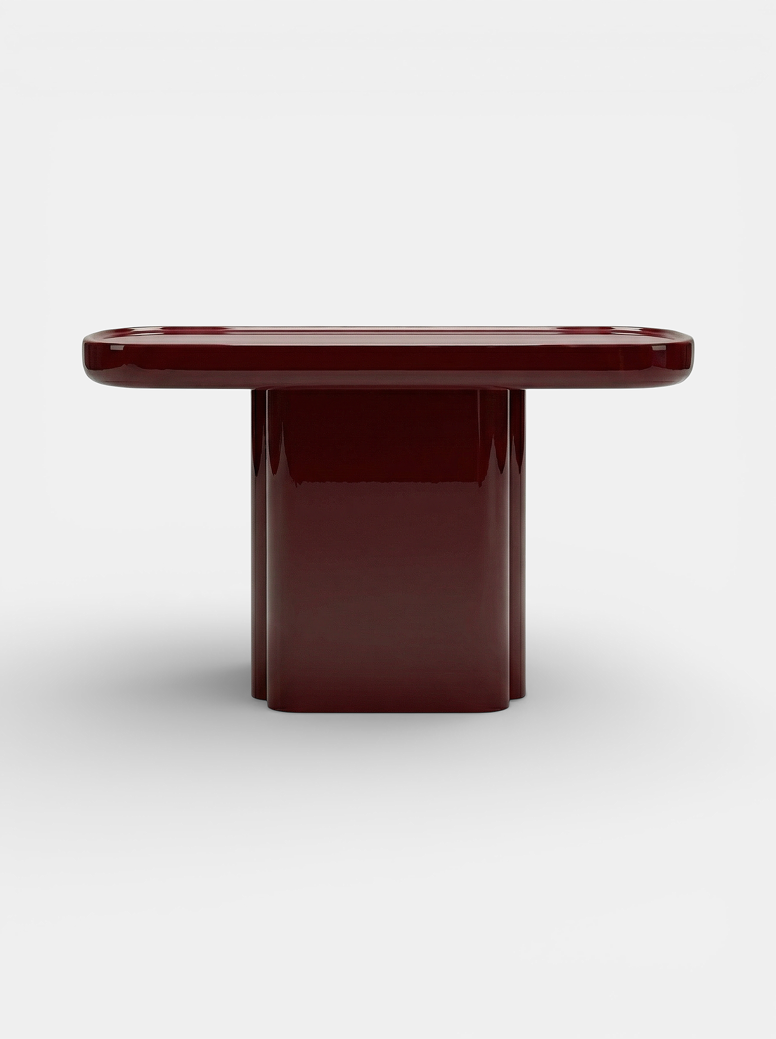 Ugo console in rich bordeaux lacquered wood - luxury Italian furniture with sophisticated wine-red finish