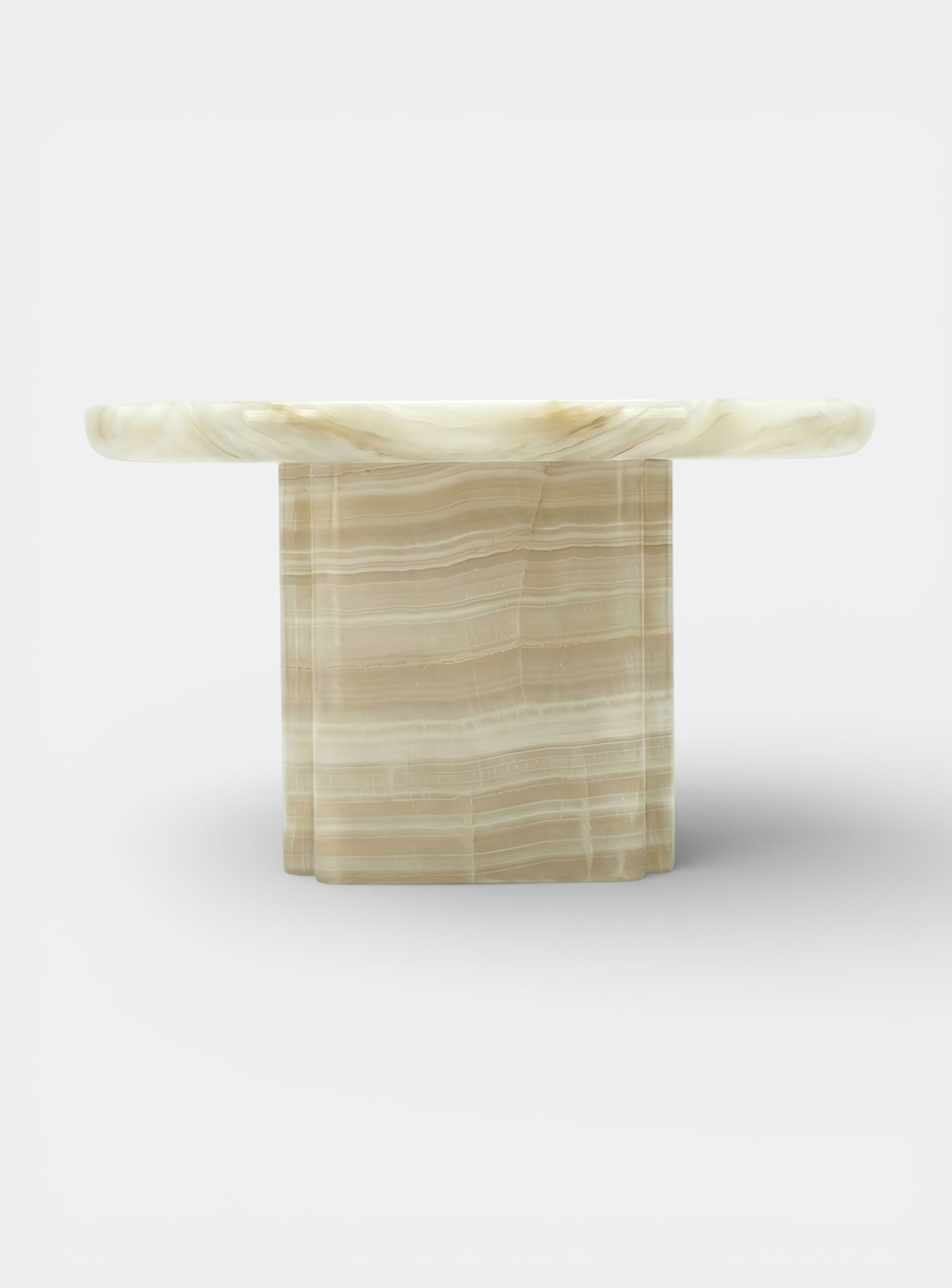 Ugo console in ivory onyx stone - luxury Italian furniture with translucent cream-colored natural patterns