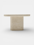 Ugo console in travertine stone - luxury Italian furniture with natural beige limestone finish front view