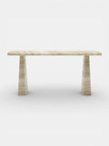 Uma console crafted from Ivory Onyx marble featuring creamy white tones and Italian luxury design