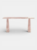 Uma console in Pink Onyx featuring soft rose tones and translucent stone luxury Italian design