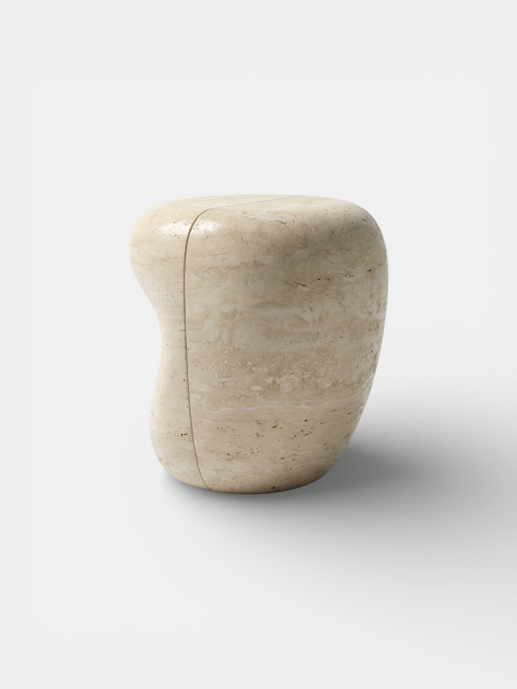 Contemporary travertine stone accent table with organic flowing lines - luxury marble furniture