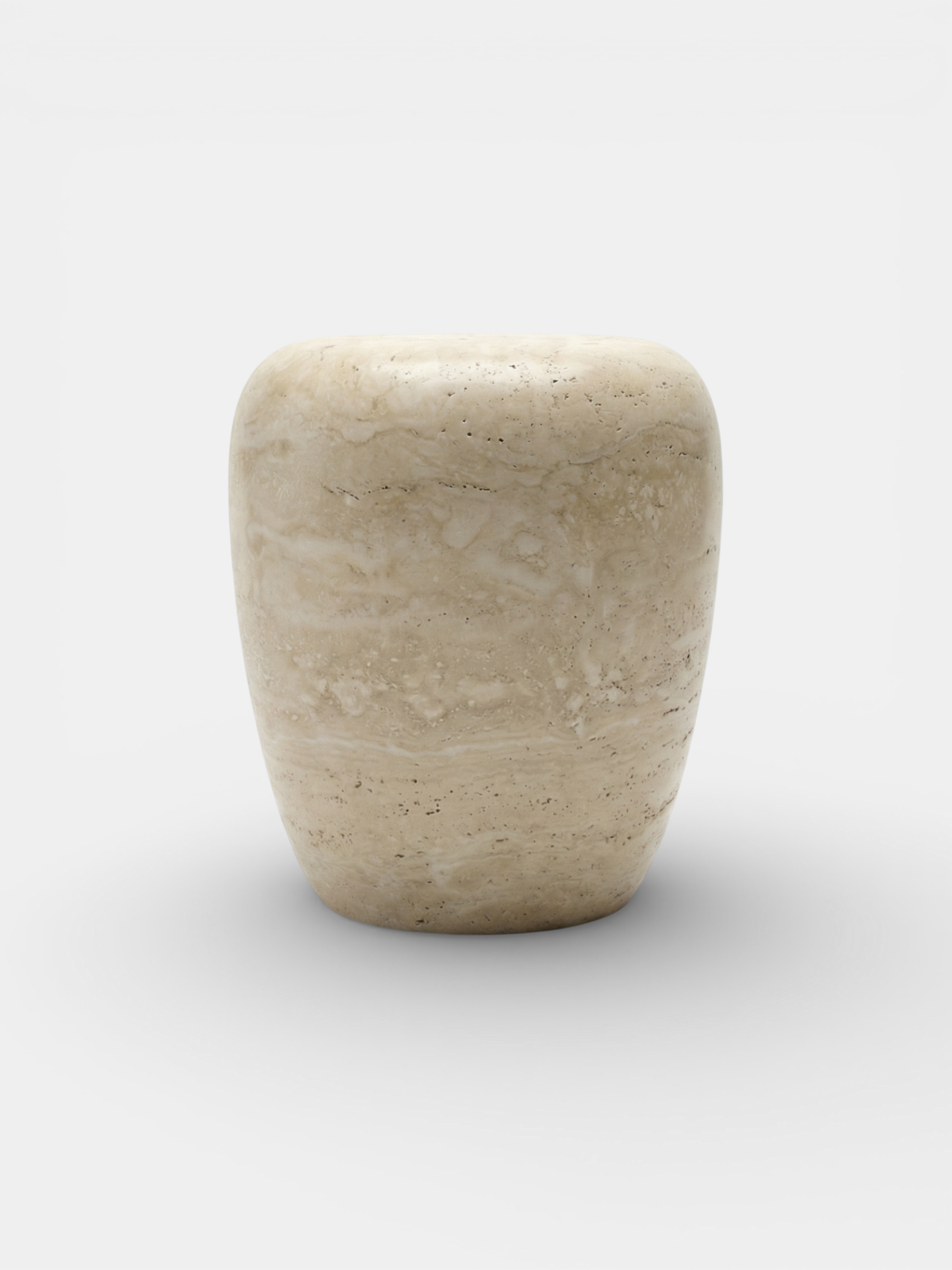 Italian travertine marble accent table from different angle - modern sculptural furniture piece