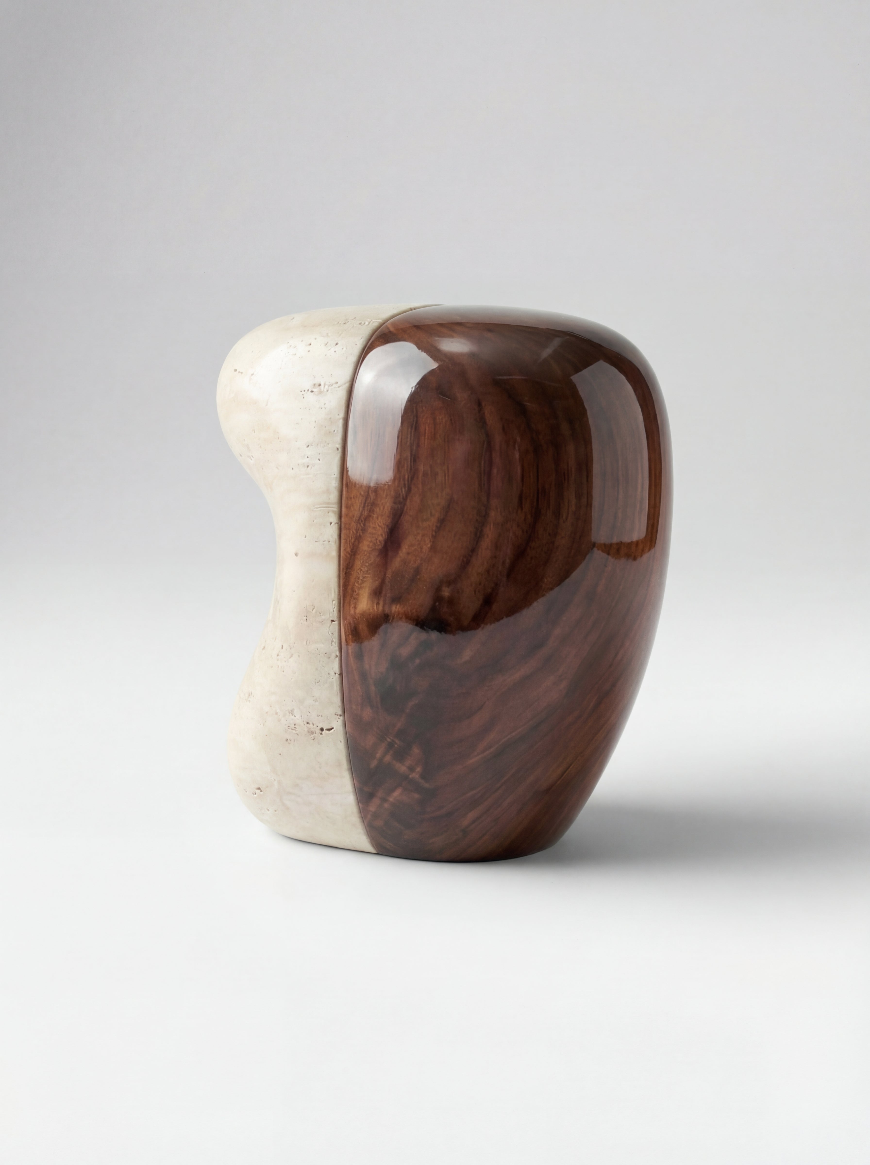 Yosho travertine wood MARBERA - Italian luxury mixed material furniture right perspective view