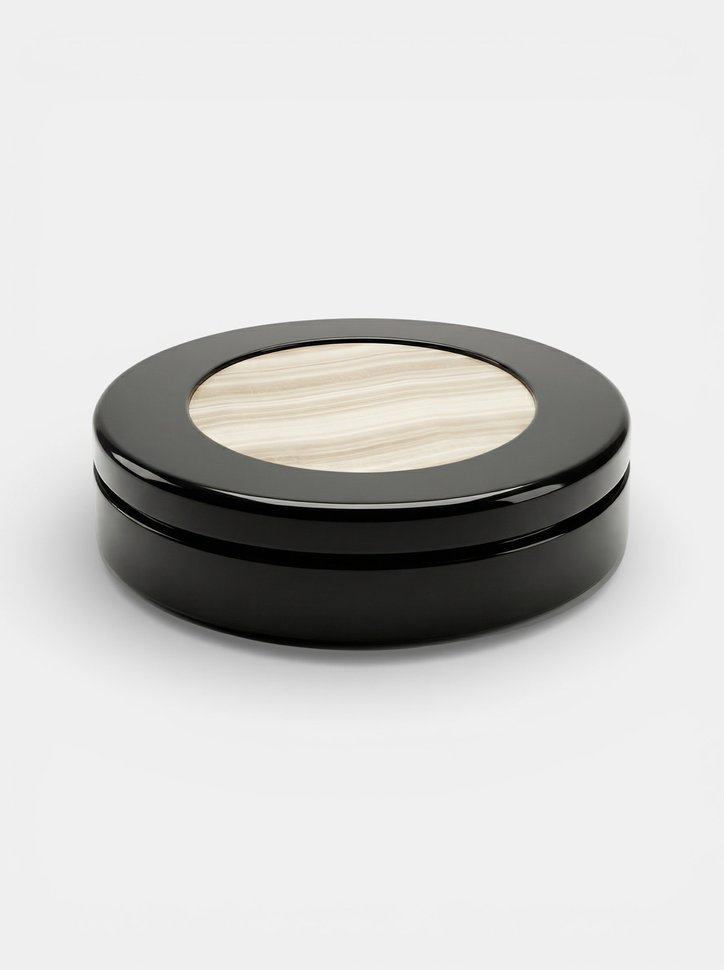 Luxury onyx marble table detail view highlighting beautiful contrast of black and ivory tones