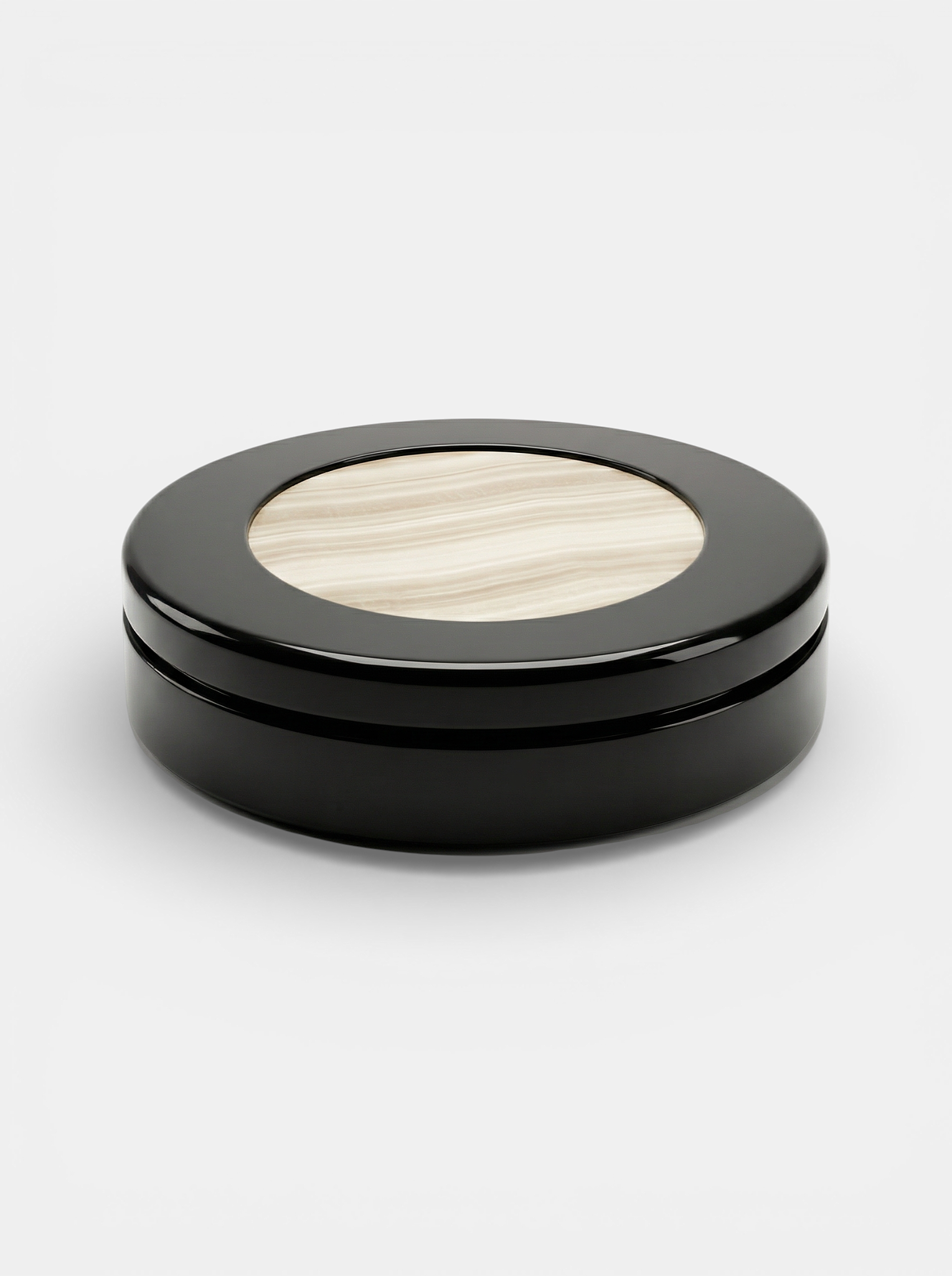 Luxury onyx marble table detail view highlighting beautiful contrast of black and ivory tones